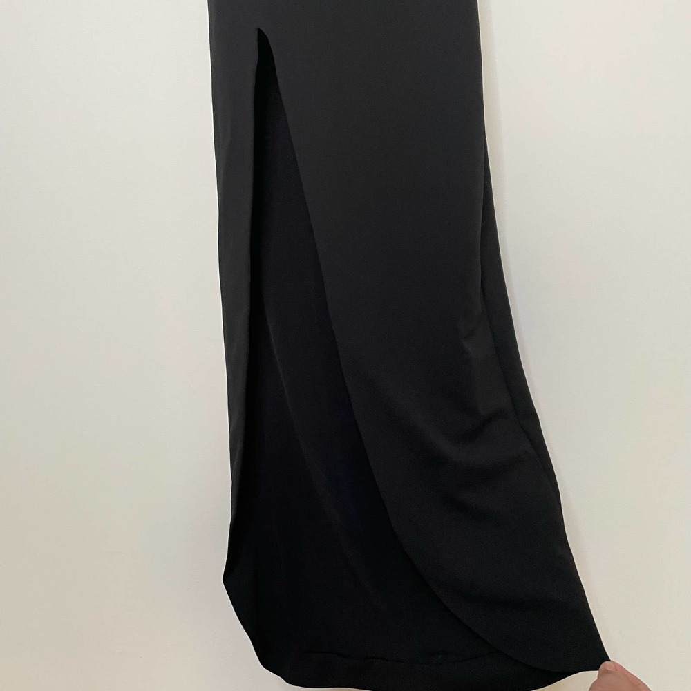 Nookie‎ One Shoulder Maxi Gown Black XL Stretch Side Slit Guest Formal Wedding - Picture 7 of 9